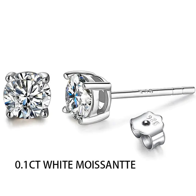 0.1ct-2ct Moissanite Stud Earrings - 925 Silver