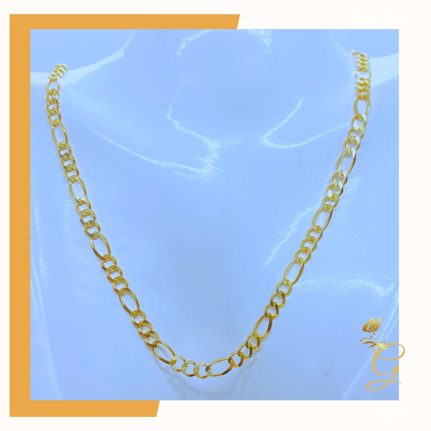 14K Real Solid Gold Chain - Mens Solid Figaro Chain 24” 4.7MM Width