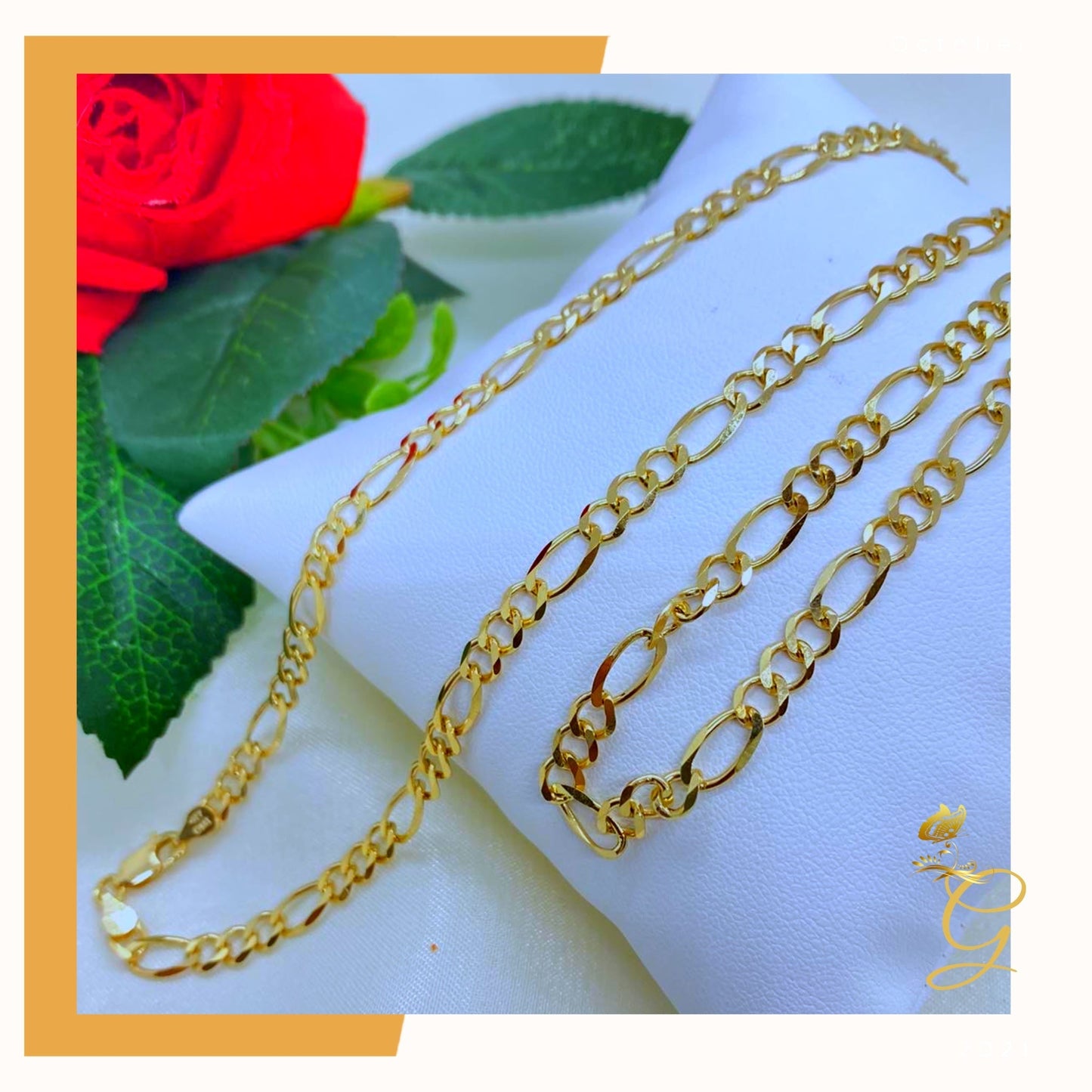 14K Real Solid Gold Chain - Mens Solid Figaro Chain 24” 4.7MM Width