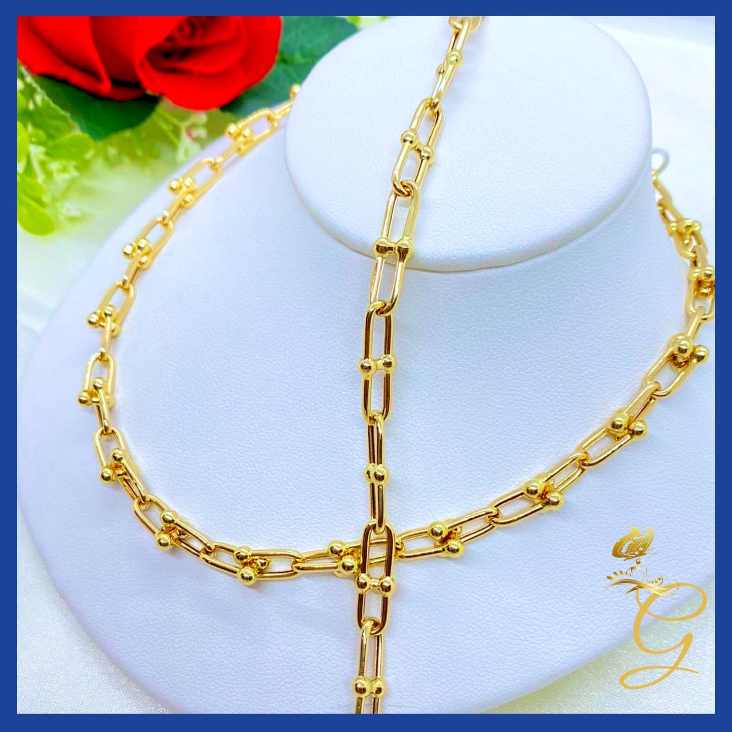 18K Real Gold Hardware Chain 16”